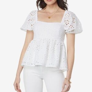 Worn once! Lilly Pulitzer Kay Short Sleeve Eyelet Top XS